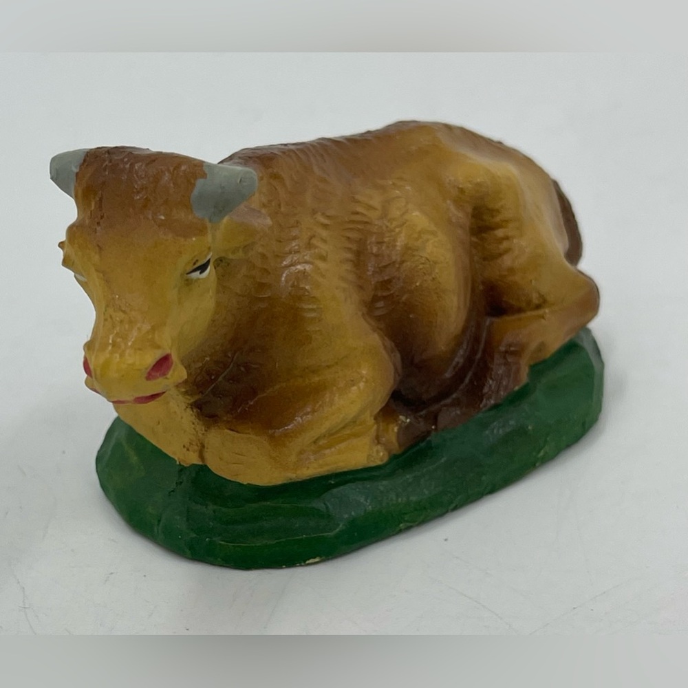 Vintage Nativity Bull Cow Italy 3.5" Plaster Paper Mache or Chalkware Figurine